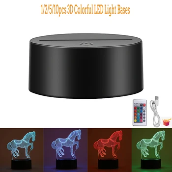 1/2/5/10PC Kábel USB Touch 3D LED Svetlo Držiteľ Lampa Base Nočné Svetlo Nahradenie 7 Farieb Farebné Svetlo Základy Tabuľka Dekor Držiteľ
