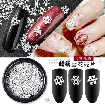 1 Jar Krásy Biela 3 Tvary Snowflake Kovové Flitrami Vianoce Nail Art Nálepky Paillette Dekorácie Gél DIY Tipy