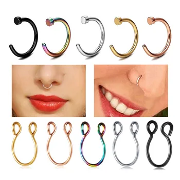 1 Kus Nosa Krúžok Telo Klip Hoop Pre Ženy Lekárskej Ocele Falošné Nose Krúžok, C Klip V Nose Piercing Helix Piercing Hoop Šperky 0.8x8mm