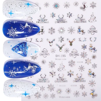 1 List 3D Vianočné Nechty, Nálepky dúhové Zlato, Striebro Snowflake Samolepiace Prenos Jazdcov Pre Nechty, Manikúra Zábaly