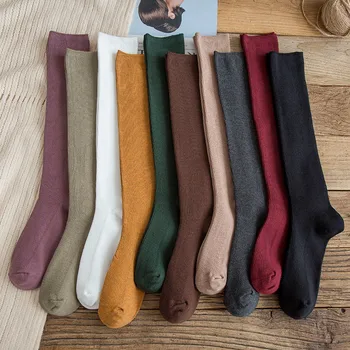 10 Farieb Jesene Nové dámske Bavlnené Ponožky Zimné Dlhé Ponožky Harajuku Žena Trik Teplé jednofarebné Ponožky Bežné Dámy Sox