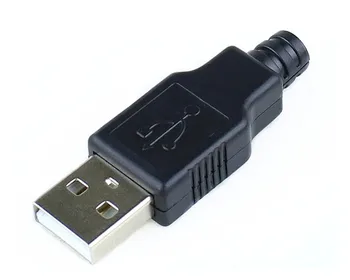 10 Sád DIY Konektor USB Konektor Typu Samec 4 Pin Montáž Adaptér Zásuvky Spájky Typ Čierneho Plastu Shell Pre Dátové Spojenie