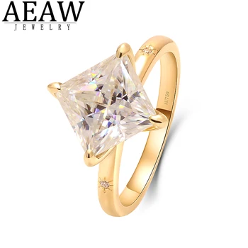 100% 14 KARÁTOVÉ Žlté Zlato Princess Rez D Farba 3.0 Ct Moissanite Diamond Snubné Prstene pre Ženy, Luxusné Návrh Zásnubný Prsteň