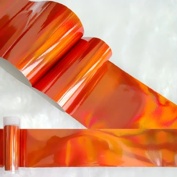 100 cm Holografické Prenos Samolepky Pre Nechtový Dizajn Laserová Chameleon Orange Červené Nechty Fólie DIY Odtlačkový Tipy Manikúra Nástroj