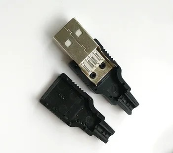 10pcs Nové 10pcs Zadajte Male USB 4 Pin Konektor Zásuvka Konektor S Čiernym Plastovým Krytom