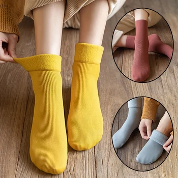 1Pair Mužov A Žien v Zime Tepelnej Ponožky Farbou Plus Hrubé Ponožky Bavlna Vertikálne Pásy Ponožky Poschodí Ponožky Vykostené Ponožky 3