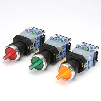 1PCS Rotačné tlačidlo switch s svietidlo 22 MM 2 pozícia 3 polohy latching LED gombík prepínače červená zelená hlavu LA38-11XD/2