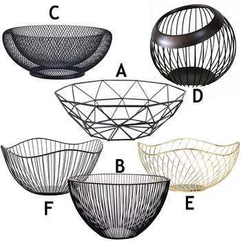 1Piece Ovocné Misy BasketSimple štýl Geometrické Ovocia, Zeleniny, Drôtený Kôš Kovovej Miske Kuchyňa Skladovanie Ploche Kovu Ovocné Misy