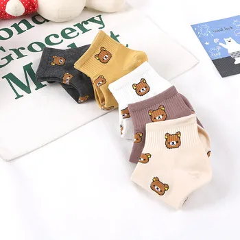 2021 nové ženské cartoon bavlnené ponožky bežné priedušná roztomilý medveď ponožky 1
