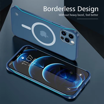 2022 Nové Magnetické Wireless Ultra Tenký Telefón Puzdro Pre Iphone 13 12 Pro Max Mini Č Nárazníka Odtlačkov Prstov Dizajn Matný Zadný Kryt
