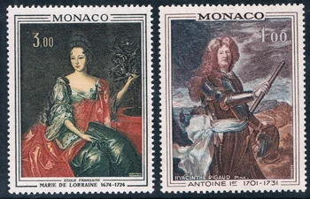 2ks/Set Nové Monako Post Pečiatka 1972 Royal Obrázok Maľovanie 5 Socha Pečiatky MNH