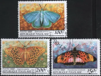 3ks/Set Togo Post Pečiatky 1999 Motýľ Používa Post Označené Poštových Známok na Zber