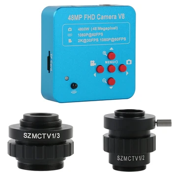 48MP 4K 2K VGA HDMI USB Mikroskop Kamera + Zároveň Hlavná SZM farebné tv 1/2 1/3 C mount Adaptér Objektívu Pre Trinocular Stereo Mikroskopom