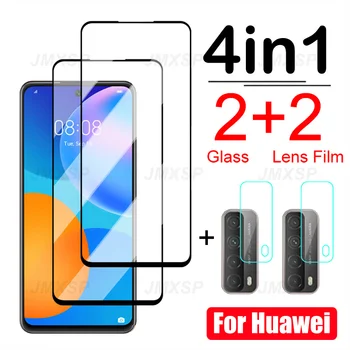 4in1 Ochranné Sklo Pre Huawei P20 P30 P10 Lite Pro Tvrdeného Skla Pre Huawei P40 P50 Lite P Smart Z 2019 Objektív Film Protektor
