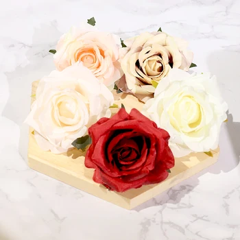 5 ks Biele Ruže Hodváb Umelé Kvety, Hlavy pre Svadobné Domácej Strany Tabuľka Dekor DIY Veniec Box Scrapbooking Plavidlá Falošné Kvety
