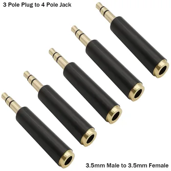 5 ks/veľa 3,5 mm Muža na 3.5 mm Žena Mikrofón Stereo Audio Adaptér 3 Pólmi 4 Pól Jack, Mikrofón, Audio Konektor