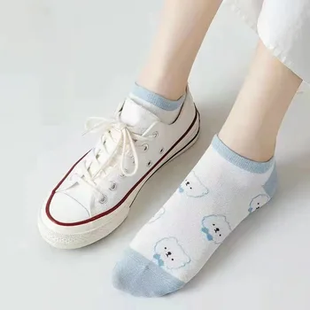 5 Párov/Set Ponožky dámske Zimné Kawaii Nízke Neviditeľné Členok Papuče Bavlna Vianočné Módne Harajuku Zábavné Teplé Dizajnér Rez