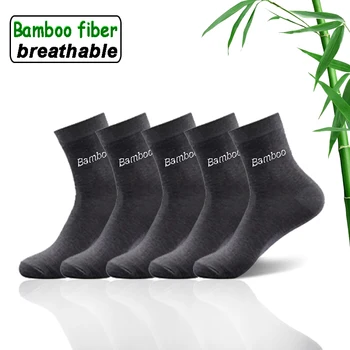 5Pairs/Veľa Mužov Bambusové Ponožky Pohodlné, Priedušné Bežné Obchodné Mužov Posádky Ponožky Čierne Garancia Vysokej Kvality Sox Muž Darček