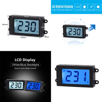 AC Digitálny Voltmeter 2 Drôt 80-380V LCD Displejom Napätie Monitor Volt na Meter Priemyselné Elektrické Napätie Tester Rozchod Panel 1