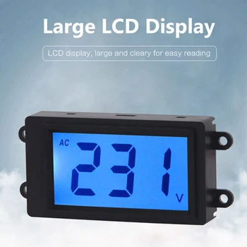 AC Digitálny Voltmeter 2 Drôt 80-380V LCD Displejom Napätie Monitor Volt na Meter Priemyselné Elektrické Napätie Tester Rozchod Panel 5