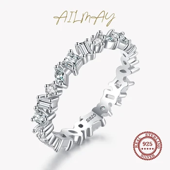 Ailmay 2021 Nový Dizajn Reálne 925 Sterling Silver Nepravidelný Oslňujúci Jasné, Zirkón Geometrické Prst Prsteň Pre Ženy, Jemné Šperky