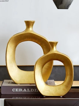 Americké Zlaté Keramické Duté Váza Nádherné Remesiel Obývacia Izba Nábytok Kvet Usporiadanie Abstraktné Váza Domáce Dekorácie
