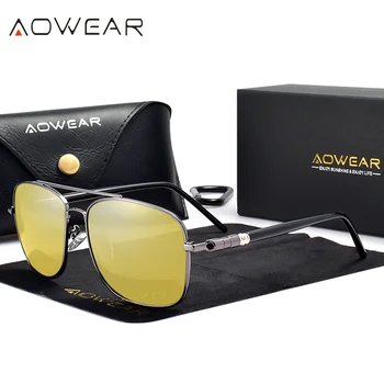 AOWEAR Polarizované Nočné Jazdy Okuliare Mužov Klasický Dizajn Značky Námestie slnečné Okuliare Muž Bezpečnosť Jazdy Slnečné Okuliare