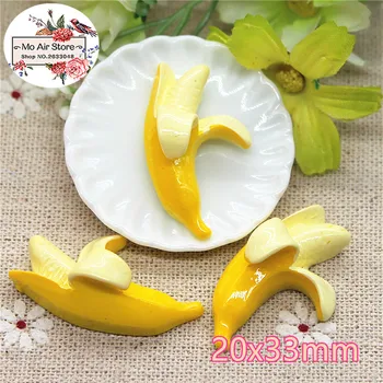 Banán je ovocie potraviny 10PCS 20x33mm Živice Ploché späť Cabochon Umenie Dodanie Dekorácie Kúzlo Plavidlá