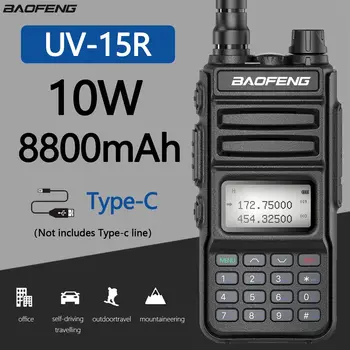 BaoFeng UV-15R 10W Moc 999CH Walkie Talkie Rádio Podporu Typ-C Nabíjačku 50KM Prijímača Upgrade UV-10R UV-5R obojsmerná Rádiová