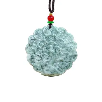 Barmská Jade Páva Prívesok Amulety Prírodných Šperkov Náhrdelník Drahokam Kameň Smaragdovo Zelená Vintage Jadeite Vyrezávané Príslušenstvo