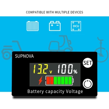 Battery Monitor DC 8-100V igital Kapacita Batérie Tester, Percento Úroveň Napätia Meter Rozchod LCD Displej pre E-bike M4YD