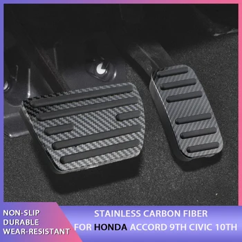 Carbon Fiber Pedál Kryt Non-Slip Auto Žiadne Vŕtanie Brzdový a plynový Pedál sa Vzťahuje na Honda Accord 9. Občianske 10. 2017-2022