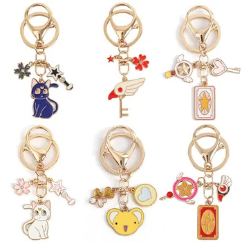 Card Captor Sakura Keychain Hviezdy, Mesiac, Luna Mačka Keyring Ručné diy Šperky, Ozdoby Auto Tašky Keyholder Cartoon kľúčenky Darček