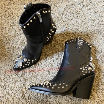 Crystal Nity Black Chelsea Boots Ženy Drahokamy Appliques Luxusné Členková Obuv Žena Trendy Kožené Spojov Pointy Oblečenie, Obuv