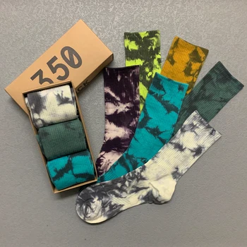 Darčeky pre Mužov Ponožky Streetwear tie-dye Pančuchy Bavlna Harajuku Vír Dlho Módne Hip Hop Pack Skateboard Ženy Ponožky