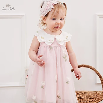 DB2222120 dave bella letné baby dievčatá roztomilý tlač šaty módne boutique gilrs party šaty dievča dieťa lolita oblečenie