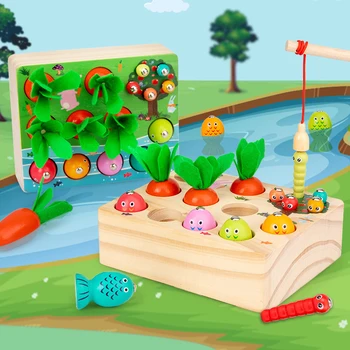 Drevené Hračky pre Chlapcov, Batoľa, 1-3 Rokov Montessori Škôlky Deti Mrkva Vzdelávania Magnetické Rybárske Hry Vzdelávacích Uchopte Hračky