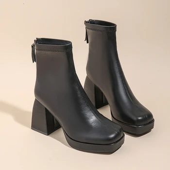 Dámske Topánky Móda Chelsea Boots Späť na Zips Jeseň Vysoké podpätky dámske Topánky Predaj Hot Dizajnér Veľká Veľkosť 43 Členková Obuv