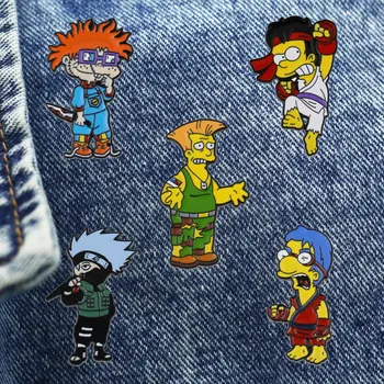 Európa A Amerika Naughty Komické Chlapec Cartoon Brošňa Originality Klope Odznak Denim Jacket Batoh Pin Deti Móda Dary