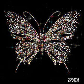 Farebný Motýľ Iskru Vzor Drahokamu Diamante Prenos Opráv Nálepky Žehlička Na Rýchlu Opravu Gem T Shirt Motív Taška