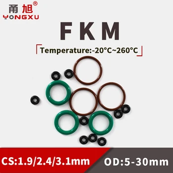 FKM O-Krúžok tesnenie Tesnenie Hrúbka CS1.9/2.4/3.1 mm OD5-30 mm FPM Olej Pressuer A Odolné voči Opotrebovaniu, Automobilový Fluororubber O-Krúžok 70A
