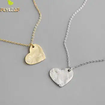 Flyleaf Nepravidelný Tvár Srdce Tvar Zlaté Náhrdelníky & Prívesky Reálne 925 Sterling Silver Náhrdelník Pre Ženy Reťazca Jemné Šperky