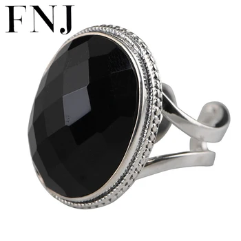 FNJ Čierny Achát Krúžok 925 Silver Nastaviteľná Veľkosť 100% Originálne Reálne S925 Pevné Strieborné Prstene pre Ženy, Jemné Šperky