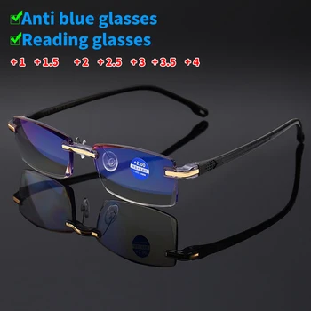 Frameless anti-modré okuliare na čítanie, žien a mužov, ultralight okuliare na čítanie, diopter +1.0 1.5 2 2.5 4.0