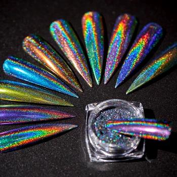 Holografické na Nechty, Glitter Prášok Laser Pigment Nail Art Prachu Zrkadlo Chrome Žiarivým Pigmentom Prášok 3D Nail Art, Ozdoby urob si sám