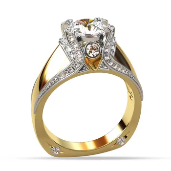 HOYON hot predaj čisto nové 14k žltého zlata farba plná diamantov štýl koruny krúžok pre mužov a ženy, kreatívne pre zásnubný prsteň
