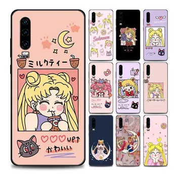 Japonsko, Anime Roztomilý Kreslený Sailor Moon Telefón puzdro na Huawei P10 Lite P20 P30 P40 Lite P50 Pro Plus P Smart Z Mäkkého Silikónu