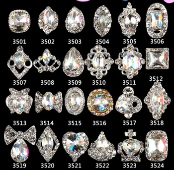 Jasné 10pcs luxusné Číre Kryštály Nail Art Gramofón, Šperky, Multi-farebné Ab Diamond Farebné Sklo Nechtov Šperky