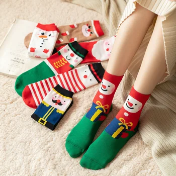 Jesenné a Zimné Ponožky dámske Bavlnené Ponožky Nový Rok na Vianoce Ponožky dámske Tvorivé Cartoon Zvierat Ponožky kórejský Darček Ponožky 4