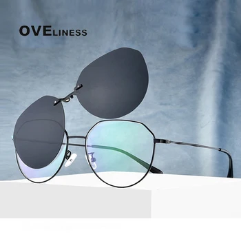 Klip Na Okuliare Muži Okuliare Ženy Magnetické slnečné Okuliare Krátkozrakosť Okrúhle Kovové Optické Okuliare, Rám Predpis okuliare rámy